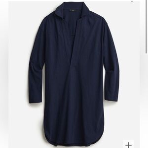 NWT J. Crew V-neck slub cotton tunic dress navy beach coverup new 🏖️